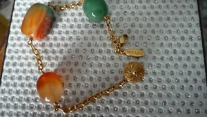 SUPERBE BRACELET "PAUL ET JO"E PERLES PIERRES NATURELLES DORE NEUF/PROMO/ECRIN - Picture 1 of 3