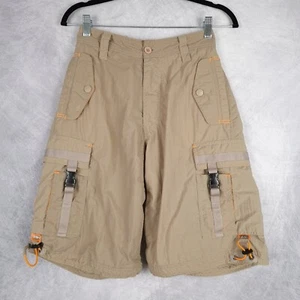 Vintage Nesi AG Cargo Shorts Boys Large Beige Nylon Tactical Baggy Relaxed Y2K - Picture 1 of 21