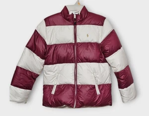 Ralph Lauren Reversible Down Puffer White Cream  Burgundy Kids Size L (16) - Picture 1 of 7
