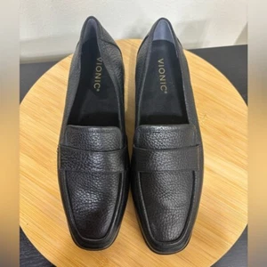 Vionic Sellah Women's Size 8 Black Pebble Leather Slip On Loafers Office Career - Picture 1 of 14