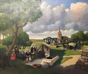 PLOUGASTEL washers signed GUERIN painting BRITAIN antique vintage painting μ - Picture 1 of 14