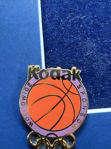 Vintage - KODAK Basketball - Atlanta 1996 Olympics Torch Rings Souvenir USA Pin - Picture 1 of 8