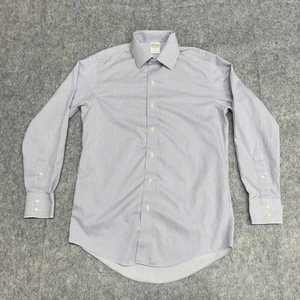 Brooks Brothers Shirt Mens 15 32 Blue Striped Milano Supima Cotton Non Iron - Picture 1 of 21