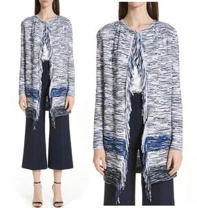 ST. JOHN PULLOVER CARDIGAN OBERTEIL VERTIKALER STRICK TWEED mit Fransen Gr. P $ 1.395 - Bild 1 von 14