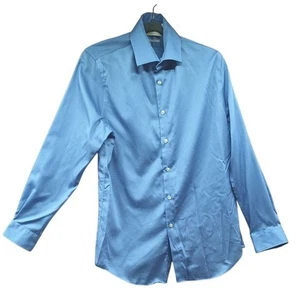 Camisa Michael Kors Para Hombre 15 32/33 Azul Abotonada Calce Ajustado Sin Planchar - Imagen 1 de 11