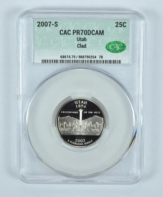 2007-S Washington State Quarter Utah CLAD PR70 DCAM CAC - Image 1 of 4