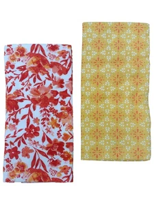 Pioneer Woman Painterly Floral Coral & Yellow Kitchen Towel Set, 2 Dish Towels - Picture 1 of 1