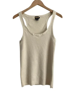 Ralph Lauren Rugby Cashmere Tank Top Sweater Womens Large Ivory Quiet Luxury - Picture 1 of 10