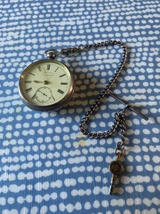 ANTIQUE SILVER POCKET WATCH AND CHAIN - LONDON 1891 - A/F - Picture 1 of 4