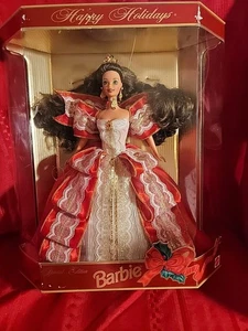 1997 Happy Holidays Special Edition Barbie Puppe Mattel #17832 NRFB brünett NEU - Bild 1 von 6