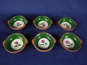 6 Stangl Pottery Pink Thistle Soup Lug Bowls - Mid Century Modern - Nice! - Picture 1 of 5