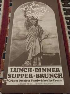The Liberty Café Nueva York Menú Vintage Cira finales de 1970 / Muy Bueno - Imagen 1 de 10