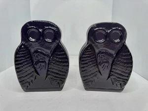 2pc Set Blenko 2423 Mothman Bookends In Heliotrope FOG Stunning 1st Quality - Picture 1 of 4