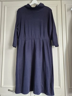 Seasalt Huers Hut Navy Blue Dress  Cowl Neck Soft Jersey Knee Length, Size 16 - Image 1 of 4