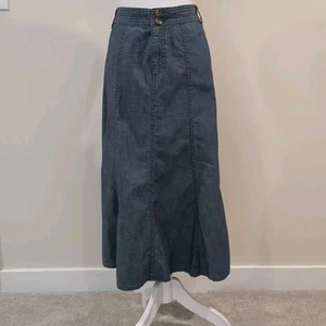 Liz Claiborne Women 16 Chambray Denim Skirt Flare Blue Jean Cotton Flowy Y2K - Picture 1 of 14