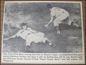 1955 Hank Bauer Newspaper Clipping Photo 5.25"x4" New York Yankees Vintage - Picture 1 of 4