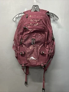 High Sierra Loop Backpack Bookbag Gold Splatter Pattern Maroon Bag - Picture 1 of 19