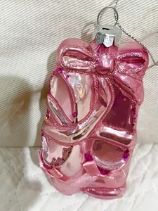 Weihnachtsschmuck Glas rosa Ballett Hausschuhe 4 x 2 - Bild 1 von 3