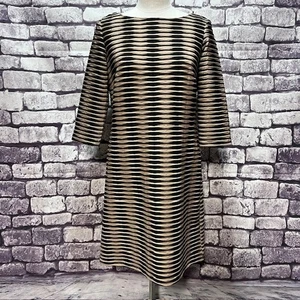 Emma & Michele Black & Khaki 3/4 Sleeve Dress Size L - Picture 1 of 9