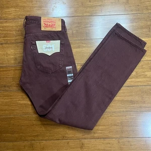 Jeans Levis 501 Nuevos Para Hombre Original Botón Mosca Color Borgoña Granate W32 L34 - Imagen 1 de 13