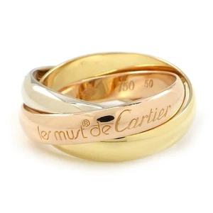 Cartier Ring Trinity 3 Rows Triple Bands 750(18K) Tri-Color Gold #50 US5.25 - Picture 1 of 9