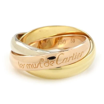 Cartier Ring Trinity 3 Rows Triple Bands 750(18K) Tri-Color Gold #50 US5.25 - Image 1 of 4