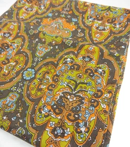 Tela tejida sintética psicodélica floral 94x44" vintage años 70 naranja verde - Imagen 1 de 3