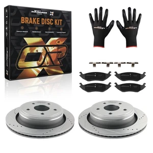 Rear 13.86inch Drilled Brake Rotors Kit w/pads for Chrysler Aspen 2007-2009 - Bild 1 von 12