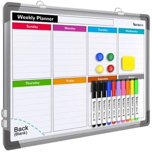 Small Weekly Calendar Dry Erase Whiteboard For Wall, 16" X 12" Magneti - Picture 1 of 7