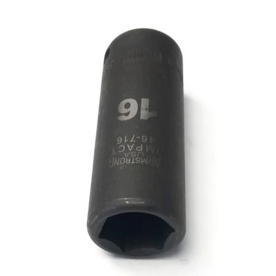 Armstrong 16mm Deep Impact Socket 3/8" Drive 6 Point USA 46-716 - Image 1 of 3