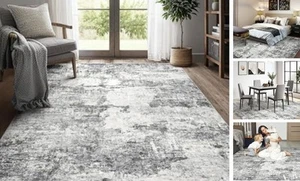 Living Room Area Rugs - 5x7 Abstract Large Soft Indoor Washable Rug Neutral - Picture 1 of 7