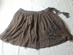 American Eagle Outfitters Brown Beaded Skort XS Extra Small Drawstring Waist - Picture 1 of 5