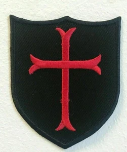 Knights Templar Cross Shield Badge Iron on Sew on Embroidered Patch - Picture 1 of 1