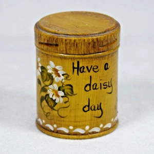 VTG Folk Painted Round Metal Film Snuff Tin Can "Have a Daisy Day" Glenda Laster - Picture 1 of 8