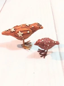Hand Crafted Wooden Birds Figures Statues Lot of 2 - Picture 1 of 7
