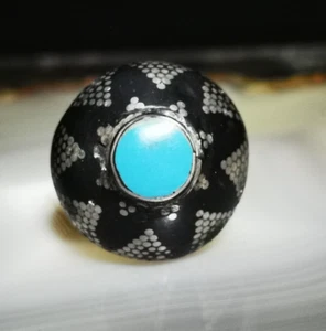 Ring Silber 835 Türkis Berber Beduinen Orient interessant 18 mm 9g handmade - Bild 1 von 11
