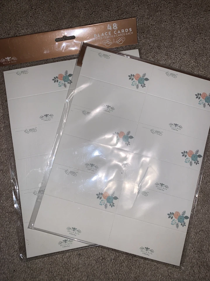 TARJETAS DE LUGAR DE BELLA BUG (2 paquetes, 48 unidades) *Nuevo* Foto 1 de 1