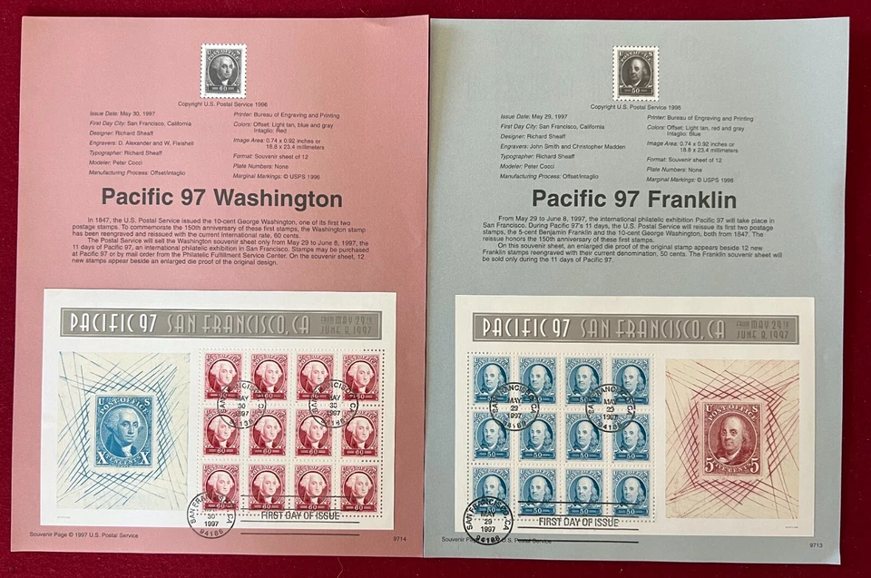 US Scott 3139-40 Pacific 97  Two Sheets on Souvenir Pages First day of Issue - Image 1 of 1