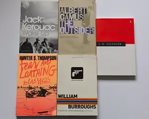 Lot x 5 Classic Beat / Outsider paperbacks inc Camus Burroughs Thompson Kerouac - Picture 1 of 4