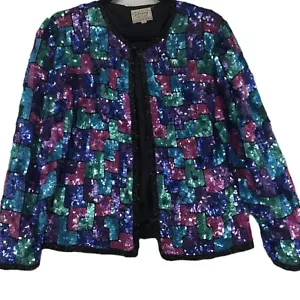 Stenay Jacke Damen PS (Petite Short) Allover Pailletten gefüttert 100% Seide LESEN - Bild 1 von 8