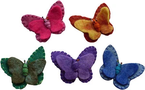 FAIR TRADE FELT BUTTERFLY BROOCH COAT PIN CORSAGE - 5 PACK - Picture 1 of 3