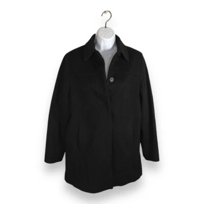 ABRIGO FORRADO LANA NEGRO HERMAN KAY PEQUEÑO VINTAGE PARA MUJER Foto 1 de 4