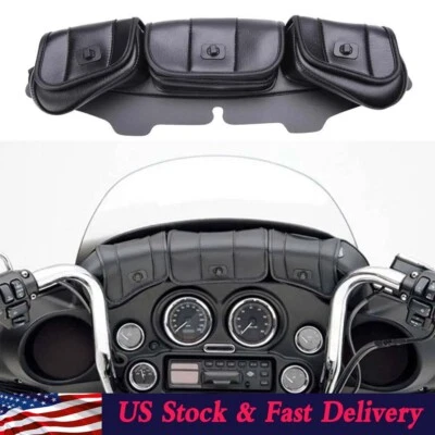 Windshield Saddle 3Pouch Bag Fit For Harley Electra Street Glide FLHX FLHT 96-13 - Image 1 of 4
