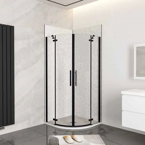 80x80cm/90x90cm Viertelkreis Duschkabine Runddusche Falttür mit Wandpaneel - Bild 1 von 10