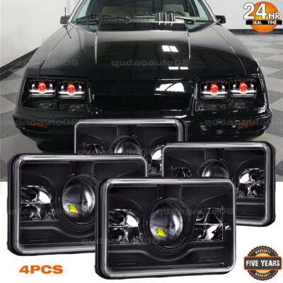 4 PIEZAS 4x6" Faros LED Negros Hi-Lo Rojo DRL Fit Ford LTD Thunderbird Mustang Foto 1 de 4