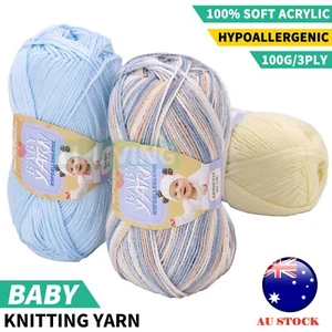 100g Baby Knitting Yarn Super Soft Hypoallergenic Crochet Ball Craft knits 3PLY - Picture 1 of 21