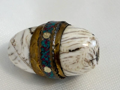 Cuentas hechas a mano vintage tibetanas (Nepal) de latón natural concha caracola ID-19 Foto 1 de 4