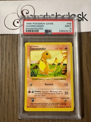 PSA 9 - Pokemon CHARMANDER 46/102 - SHADOWLESS BASE SET - MINT - Image 1 of 2