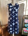 Denim & Co Beach Navy Blue Shibori Lace-Up Neckline Swimsuit Cover-Up Dress Xxs