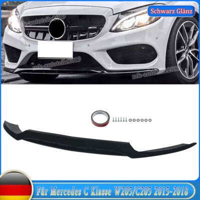Für Mercedes W205 C205 Sport Line Frontspoiler Glanz Schwarz Front Spoiler C43 - Bild 1 von 4